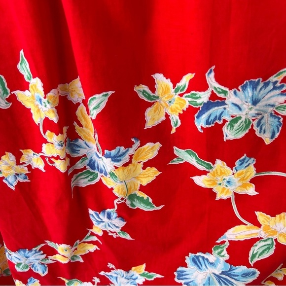 TRADITIONAL HAWAIIAN MUU-MUU FLORAL PRINT DRESS WITH POCKETS SIZE LARGE - Picture 5 of 7